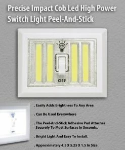 TVTimeDirect Precise Impact Cob Led High Power Switch Light Peel-And-Stick Houseware