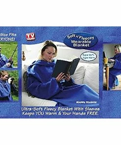 TVTimeDirect The Cozy Blanket With Sleeves - Blue Bed & Bath