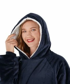 TVTimeDirect COZY HOODIE Ultra Plush Wearable Blanket Hoodie - Navy Blue Houseware