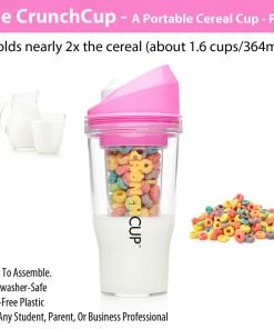 TVTimeDirect The CrunchCup - A Portable Cereal Cup - Pink Kitchen