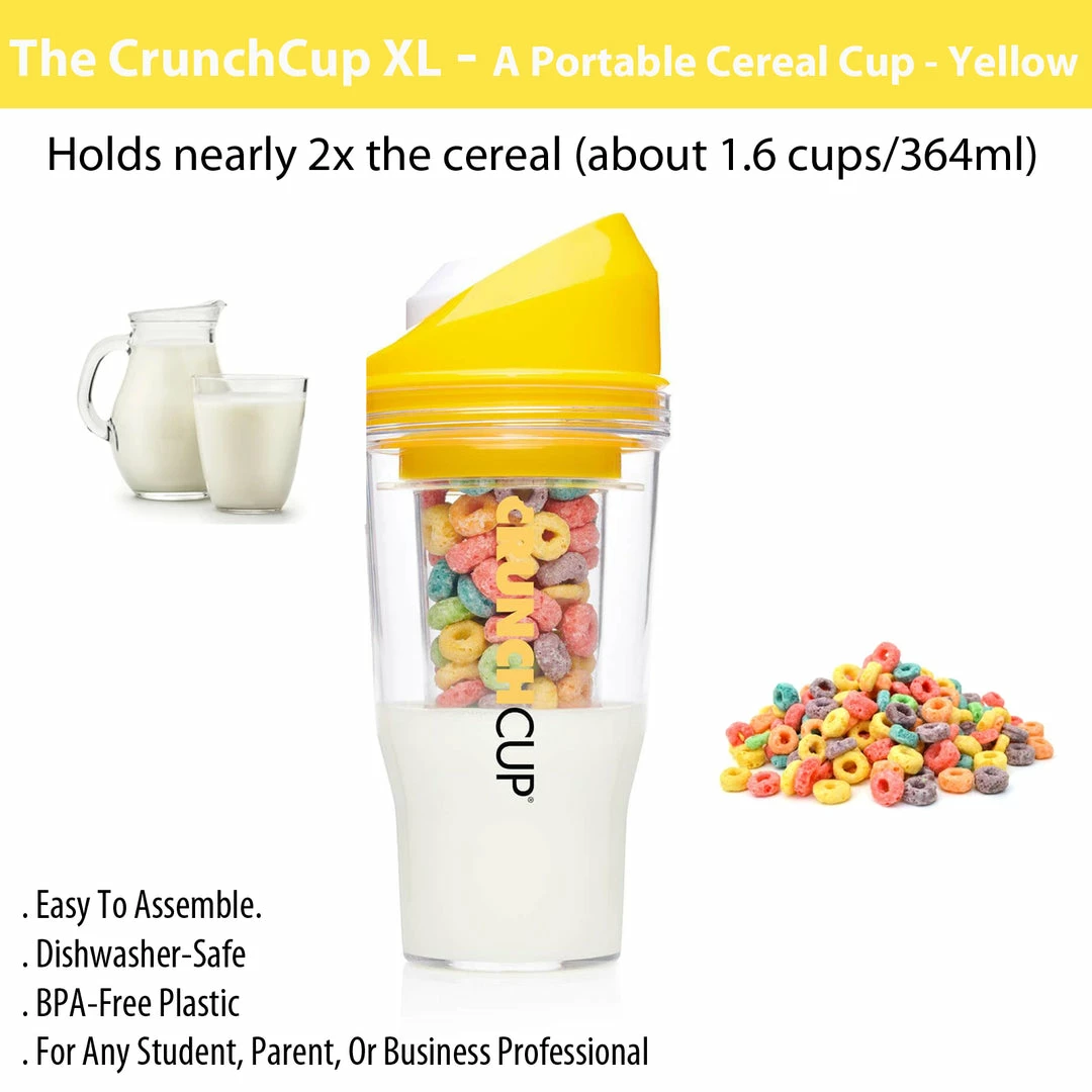 TVTimeDirect The CrunchCup XL - A Portable Cereal Cup - Yellow 3 TVTimeDirect The CrunchCup XL - A Portable Cereal Cup - Yellow