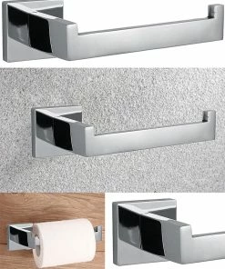 TVTimeDirect Stainless Steel Wall Mounted Toilet Tissue Paper Holder - Chrome [HD-82496]