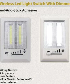 TVTimeDirect Houseware Wireless Led Light Switch With Dimmer Peel-And-Stick Adhesive