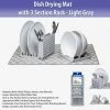 TVTimeDirect Dish Drying Mat With 3 Section Rack - Light Gray