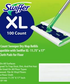 TVTimeDirect 100 Count Sweeper Dry Mop Refills Compatible With Swiffer XL- 11.75” X 17”- DryCloth Pads For Floor