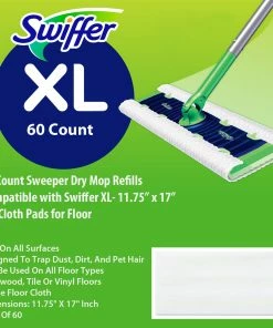 TVTimeDirect 60 Count Sweeper Dry Mop Refills Compatible With Swiffer XL- 11.75” X 17”- Dry Cloth Pads For Floor
