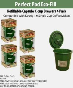 TVTimeDirect Perfect Pod Eco-Fill Refillable Capsule For K-cup Brewers - 4 Pack Kitchen