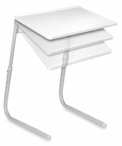 TVTimeDirect Adjustable Folding Table (White) Eating Serving Lap-Top