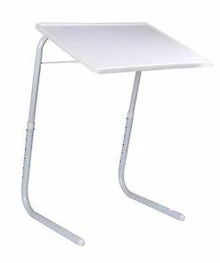 TVTimeDirect Adjustable Folding Table (White) Eating Serving Lap-Top