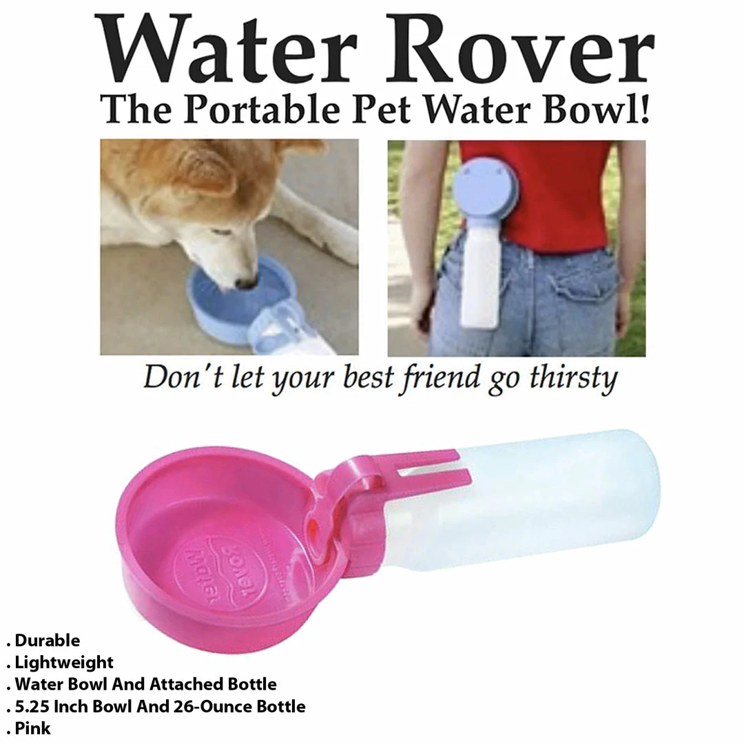TVTimeDirect Water Rover Even Bigger 5.25 Inch Bowl And 26-Ounce Bottle, Pink Pets 4 TVTimeDirect Water Rover Even Bigger 5.25 Inch Bowl And 26-Ounce Bottle, Pink Pets
