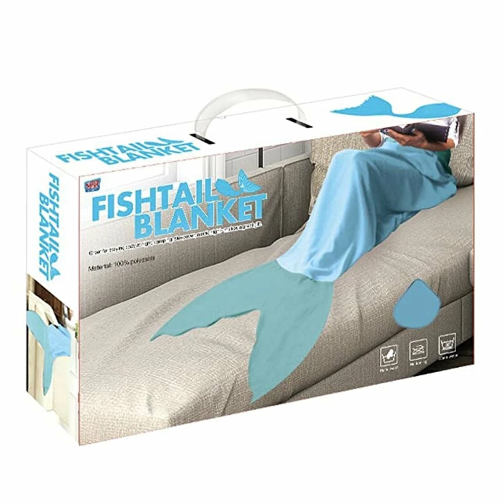 TVTimeDirect Bed & Bath Fishtail Blanket- (AQUA W/SEAGREEN FIN) 5 TVTimeDirect Bed & Bath Fishtail Blanket- (AQUA W/SEAGREEN FIN)