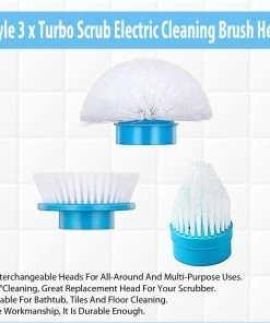 TVTimeDirect Fityle 3 X Turbo Scrub Electric Cleaning Brush Head Cleaner Tile Clean Bathroom Kit Houseware