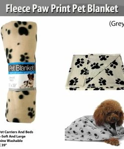 TVTimeDirect Pets Fleece Paw Print Pet Blanket (Grey)