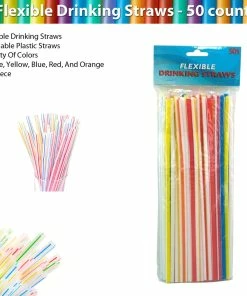 TVTimeDirect Flexible Drinking Straws - 50 Count