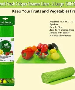 TVTimeDirect Fruit Fresh Crisper Drawer Liner - 2 Large Liners -Green Houseware