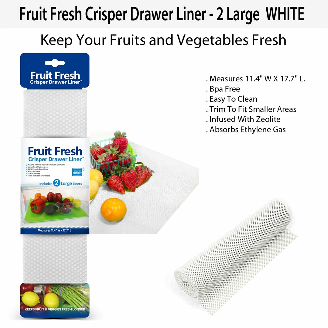 TVTimeDirect Houseware Fruit Fresh Crisper Drawer Liner - 2 Large Liners -White 5 TVTimeDirect Houseware Fruit Fresh Crisper Drawer Liner - 2 Large Liners -White
