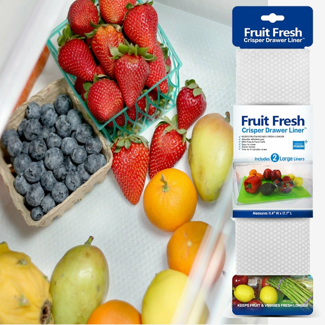TVTimeDirect Houseware Fruit Fresh Crisper Drawer Liner - 2 Large Liners -White 3 TVTimeDirect Houseware Fruit Fresh Crisper Drawer Liner - 2 Large Liners -White