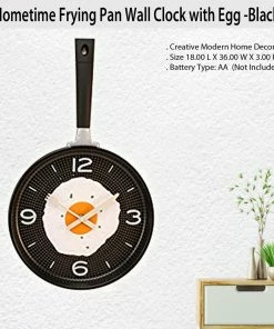 TVTimeDirect Hometime Frying Pan Wall Clock With Egg -Black Outdoor & Garden