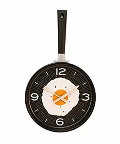 TVTimeDirect Hometime Frying Pan Wall Clock With Egg -Black Outdoor & Garden
