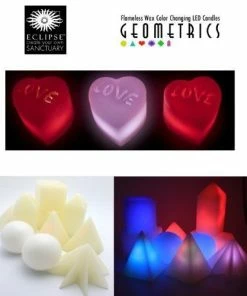 TVTimeDirect Geometrics Color Changing Flameless Wax Led Ornaments- Hearts
