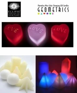 TVTimeDirect Geometrics Color Changing Flameless Wax Led Ornaments- Hearts