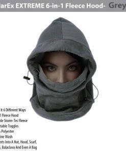 TVTimeDirect PolarEx 6-in-1 Fleece Hood- Grey
