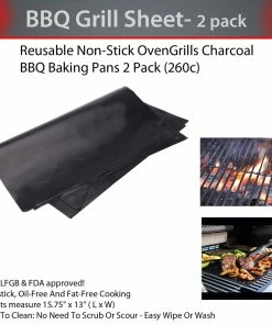 TVTimeDirect BBQ Grill Sheet- Reusable Non-Stick OvenGrills Charcoal BBQ Baking Pans 2 Pack (260c) Kitchen