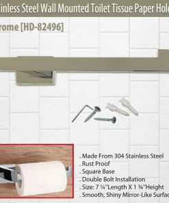 TVTimeDirect Stainless Steel Wall Mounted Toilet Tissue Paper Holder - Chrome [HD-82496]