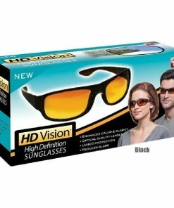 TVTimeDirect HD Vision Sunglasses- Cristal- Unisex- Adult- Black