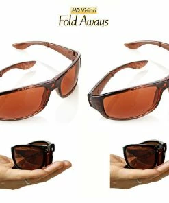 TVTimeDirect HD Vision Fold Aways Sunglasses Deluxe- 2 Pack (Tortoise)