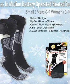 TVTimeDirect Clothing & Accessories Ideas In Motion Battery Operated Heated Socks , Small ( Mens 6-9 Womens 8-10)