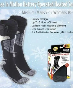 TVTimeDirect Clothing & Accessories Ideas In Motion Battery Operated Heated Socks Medium (Mens 9-12 Womens 10-13)