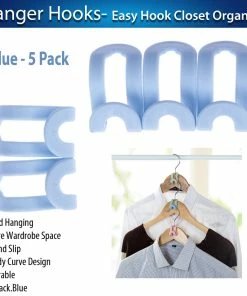 TVTimeDirect Hanger Hooks- Easy Hook Closet Organizer - Blue - 5 Pack Houseware