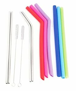 TVTimeDirect Stainless Steel & Silicone Ten Straw Variety Set Kitchen