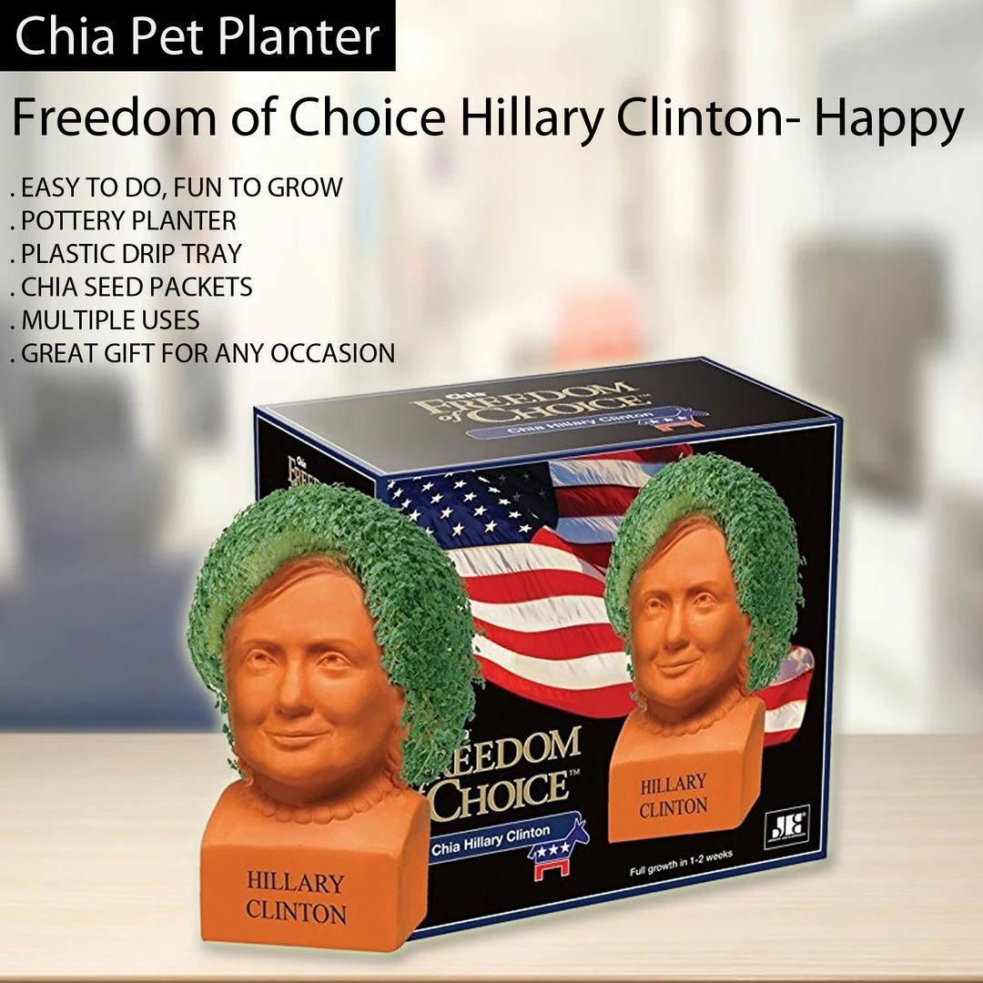 TVTimeDirect Chia Pets Chia Pet Planter - Freedom Of Choice Hillary Clinton- Happy 5 TVTimeDirect Chia Pets Chia Pet Planter - Freedom Of Choice Hillary Clinton- Happy