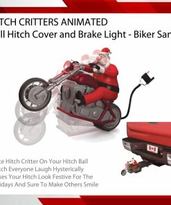 TVTimeDirect Hitch Critters Animated Ball Hitch Cover And Brake Light - Biker Santa Automotive