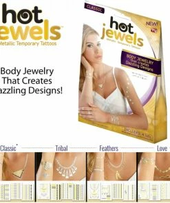 TVTimeDirect Health & Beauty Hot Jewels - Metallic Temporary Tattoos - Feathers