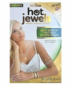 TVTimeDirect Health & Beauty Hot Jewels - Metallic Temporary Tattoos - Feathers