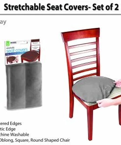 TVTimeDirect Stretchable Seat Covers- Set Of 2- Gray Houseware