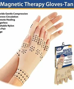 TVTimeDirect Health & Beauty Magnetic Therapy Gloves-Tan-Large