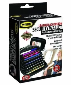 TVTimeDirect Leather Accordion Security Wallet, Black