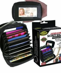 TVTimeDirect Leather Accordion Security Wallet, Black