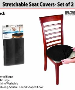 TVTimeDirect Houseware Stretchable Seat Covers- Set Of 2-Black