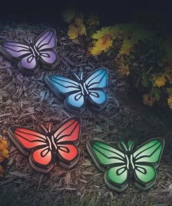 TVTimeDirect Ideaworks Solar LED Butterfly Lights - Decorative Gardening 4 Piece Set