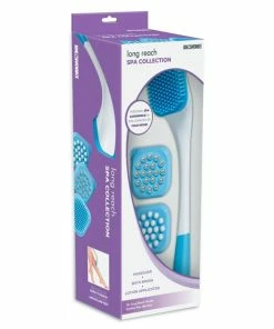 TVTimeDirect 3-in-1 Long Reach Bath Brush Set -Silicone Brush, Body Wash Lotion Applicator, Massager
