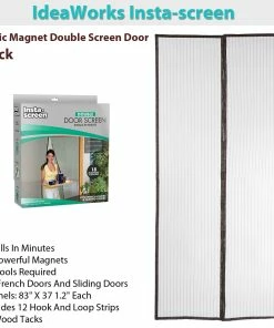 TVTimeDirect Outdoor & Garden IdeaWorks Insta-screen Magic Magnet Double Screen Door, Black