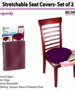 TVTimeDirect Houseware Stretchable Seat Covers- Set Of 2- Burgundy