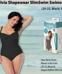 TVTimeDirect Belvia Shapewear Slimswim Swimsuit (20-22, Black) XL
