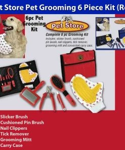 TVTimeDirect Pet Store Pet Grooming 6 Piece Kit (Red)
