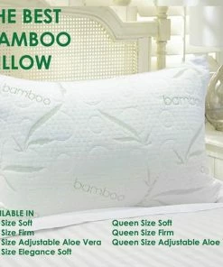 TVTimeDirect Bamboo Pillow -Aloe Vera Adjustable (King) - 36 In. X 19 In.